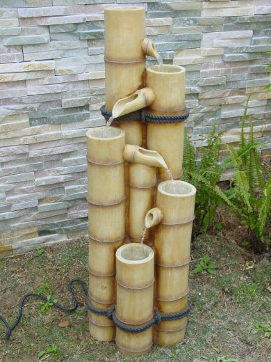 Solar Powered Medium Bamboo Poles Water Feature