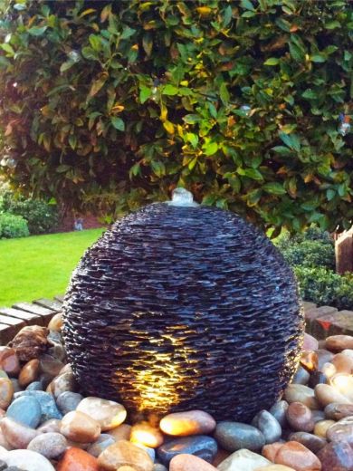 Solar Monara Slate 60cm Cascading Sphere Water Feature Kit