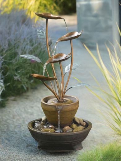 Solar York Copper Cascade Water Feature