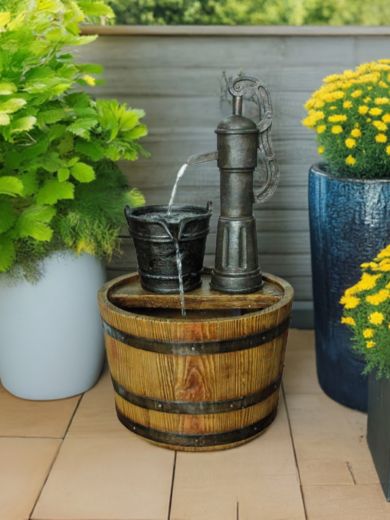 Pump on Wooden Barrel