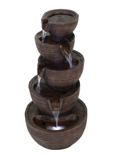 Solar Brown Bowls Water Feature By Aqua Creations PWFG1843