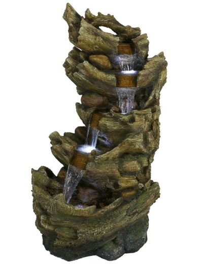 Stacked Driftwood Falls Water Feature