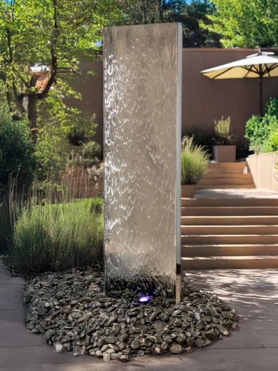 Staffora XL Polished Steel 1.8m Wall Water Feature Kit