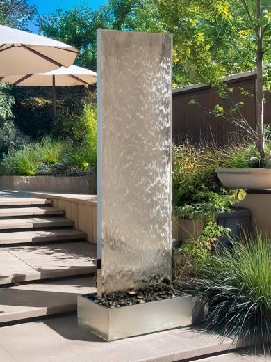 Staffora XL Polished Steel 2m Wall and Base Water Feature Kit