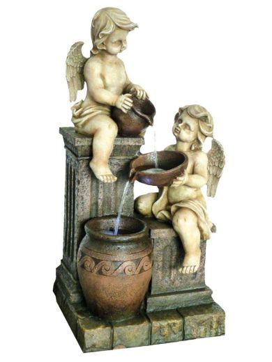 2 Angels with Spilling Urns Water Feature