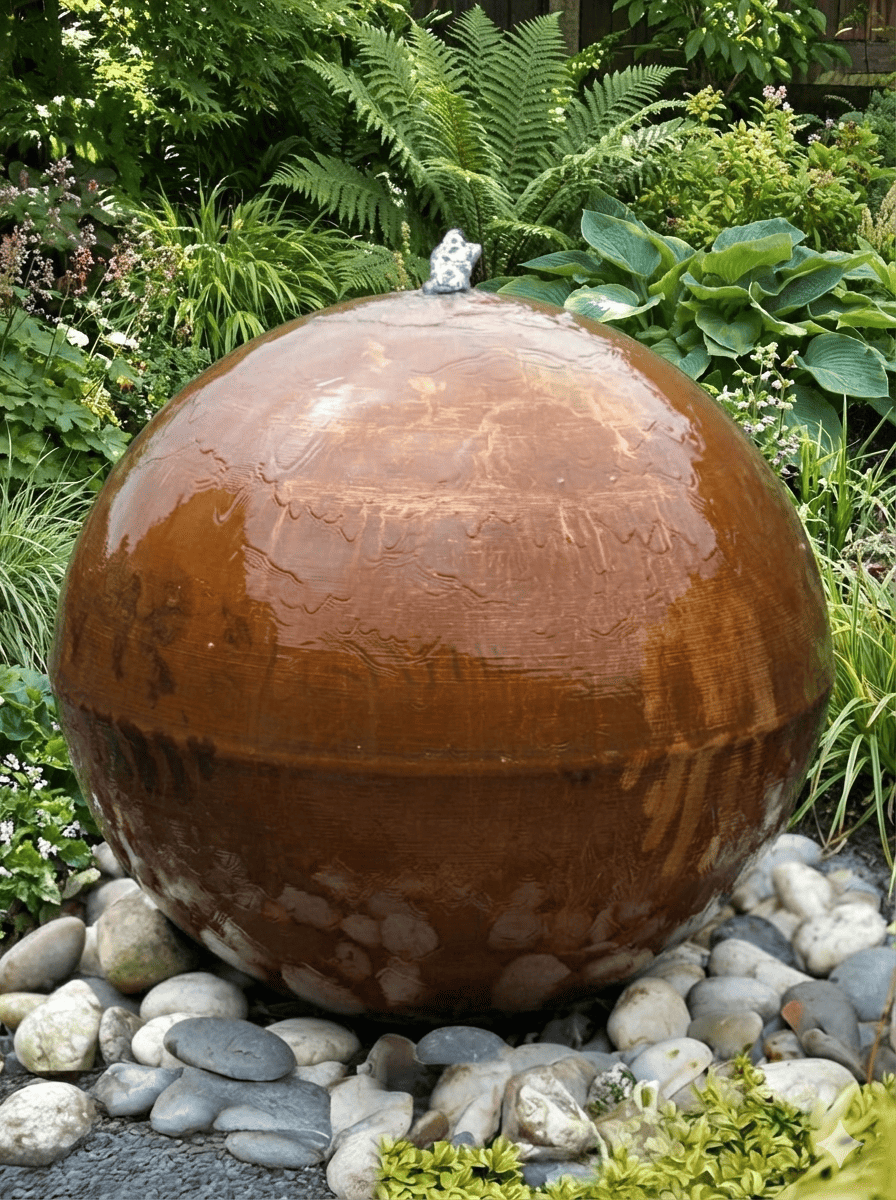 Aterno 80cm Corten Steel Sphere Water Feature