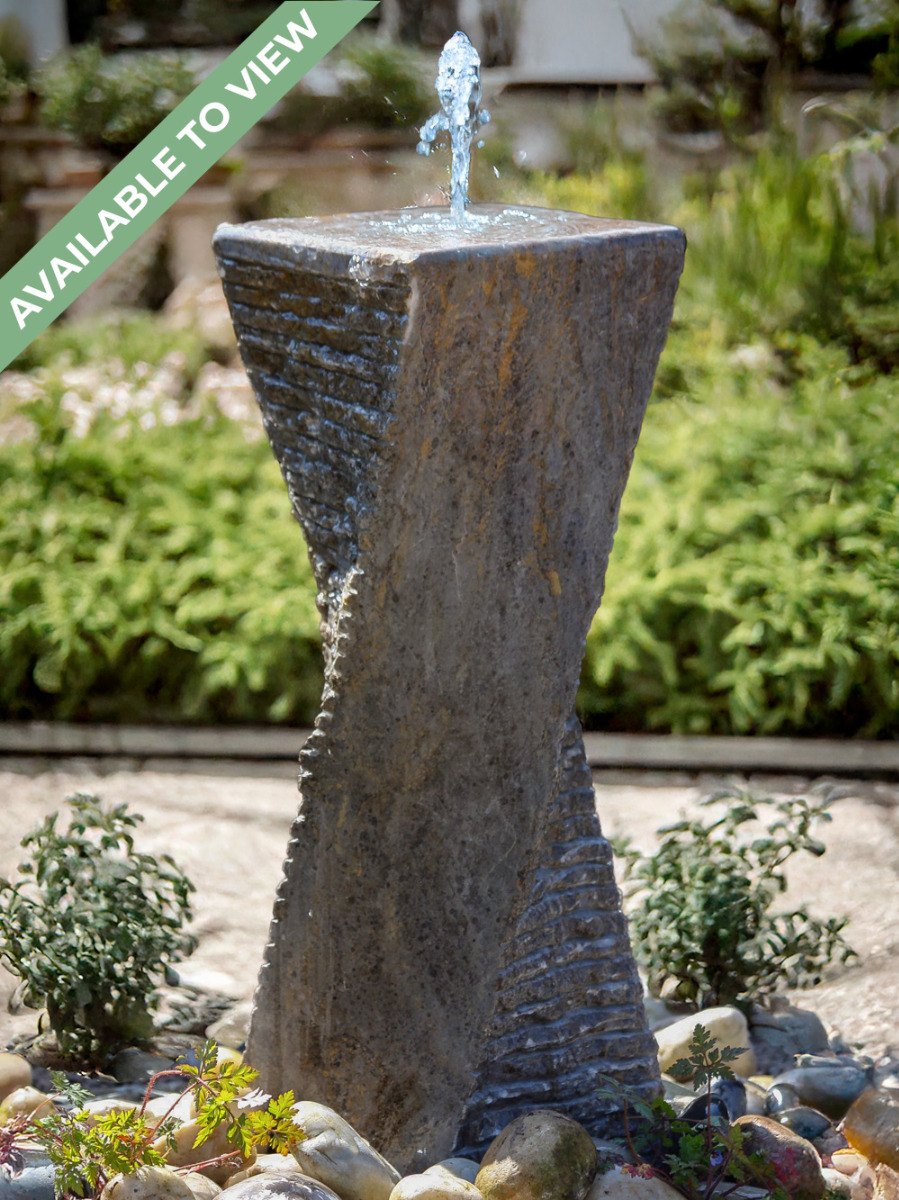 Malone Black Limestone 60cm Twist Water Feature