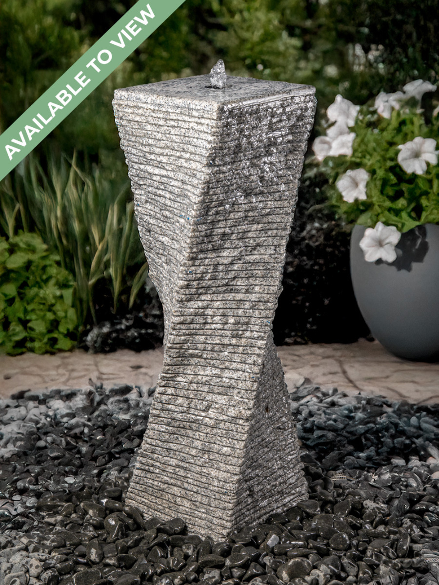 Malone Grey Granite 80cm Chiselled Twist Water Feature