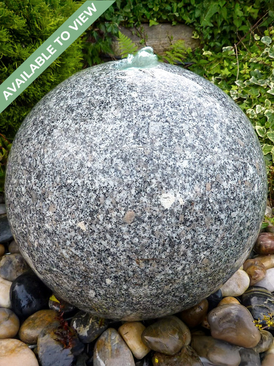 Monara Grey Granite Polished Sphere Water Feature | 40cm | Aqua Moda
