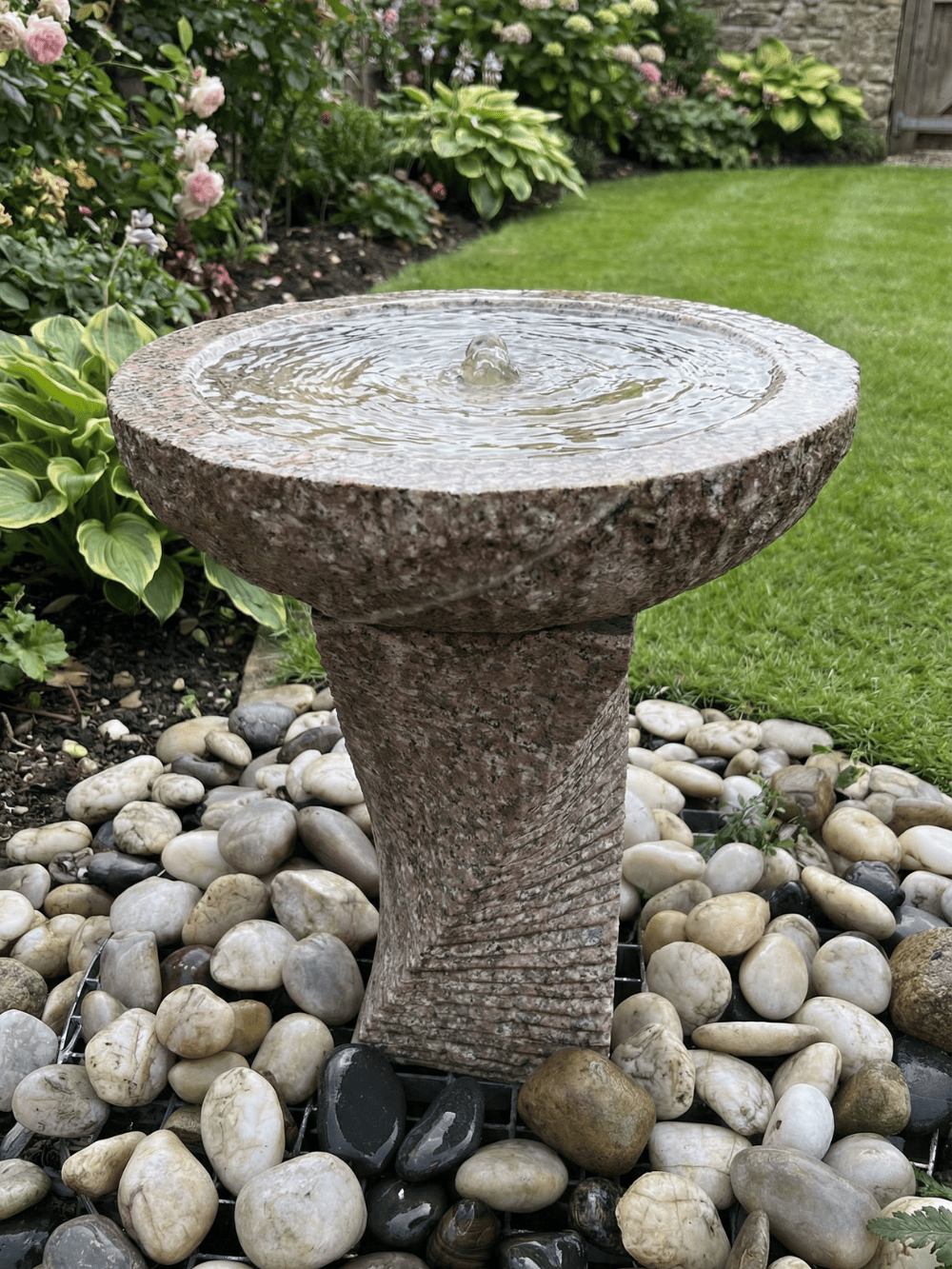 Rosara Pink Granite Bird Bath Water Feature