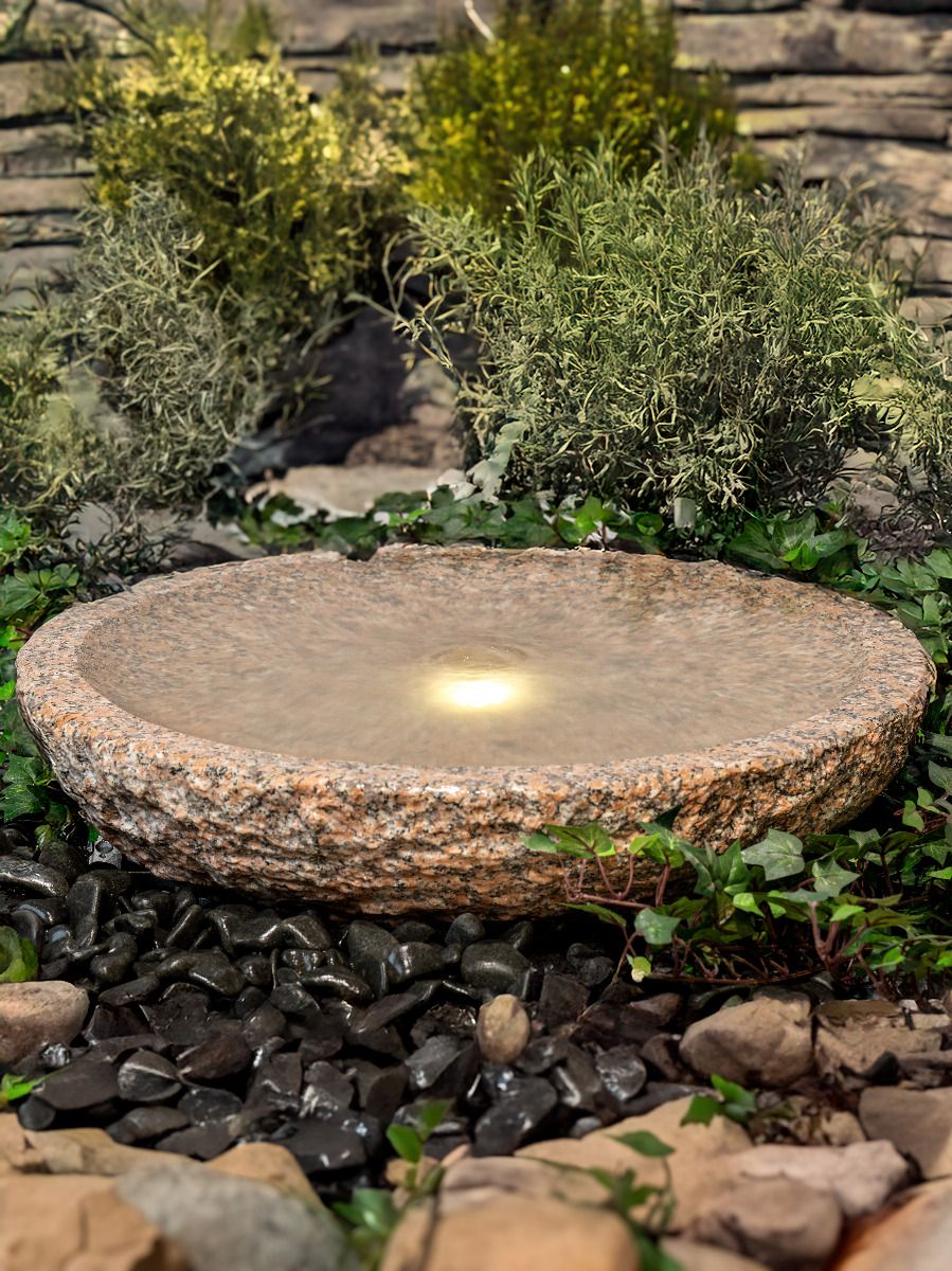 Rosara Pink Granite 45cm Babbling Bowl Water Feature