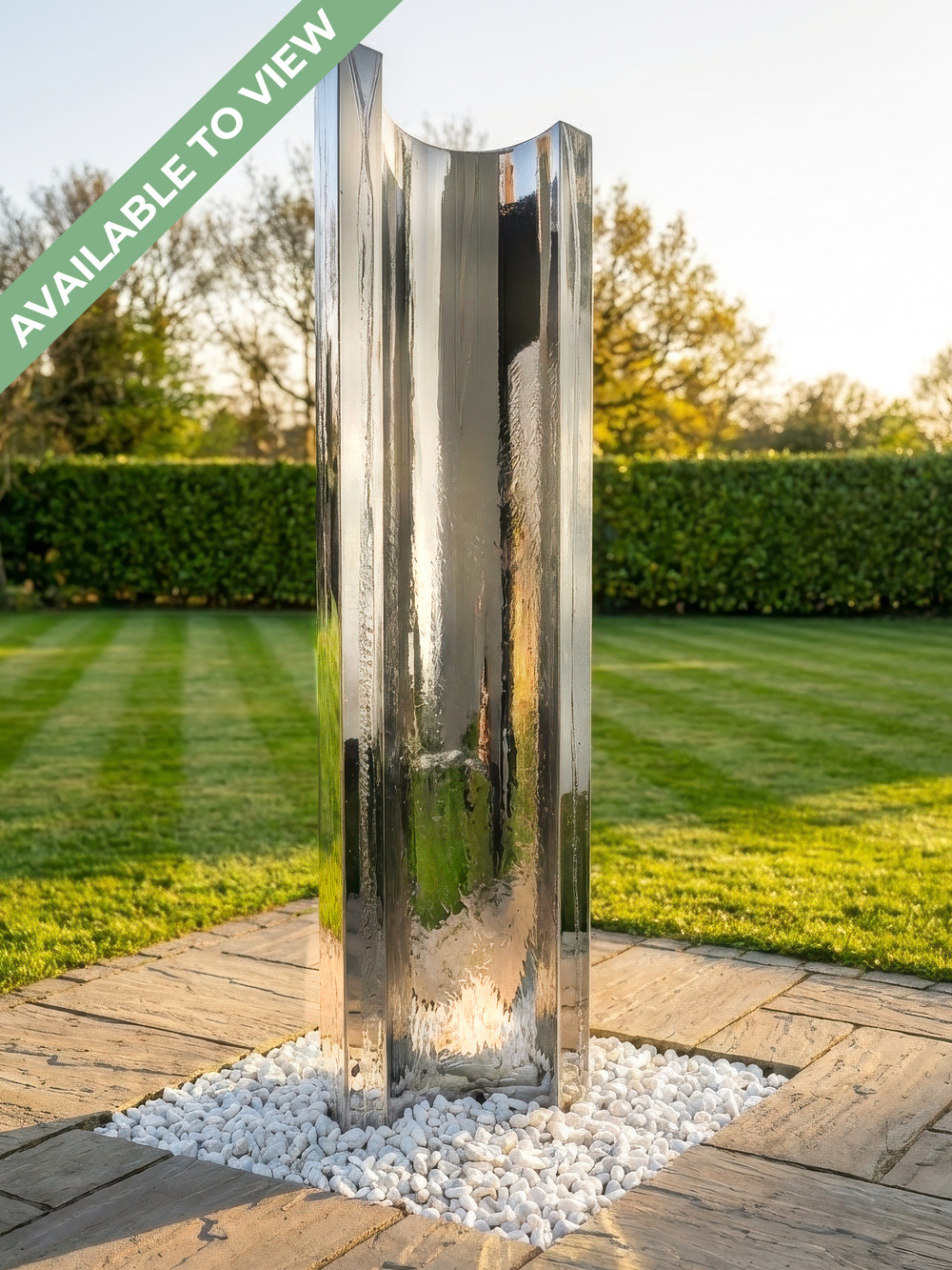 Serio Stainless Steel C Shape Water Feature | 120cm | Aqua Moda