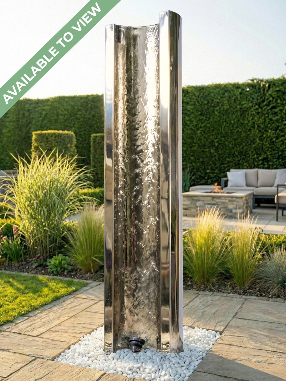 Serio Stainless Steel C Shape Water Feature | 150cm | Aqua Moda
