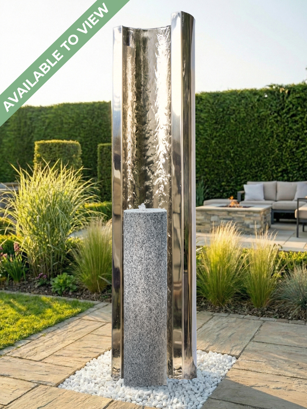 Serio Granito Steel C & Granite Column 1.5m Water Feature