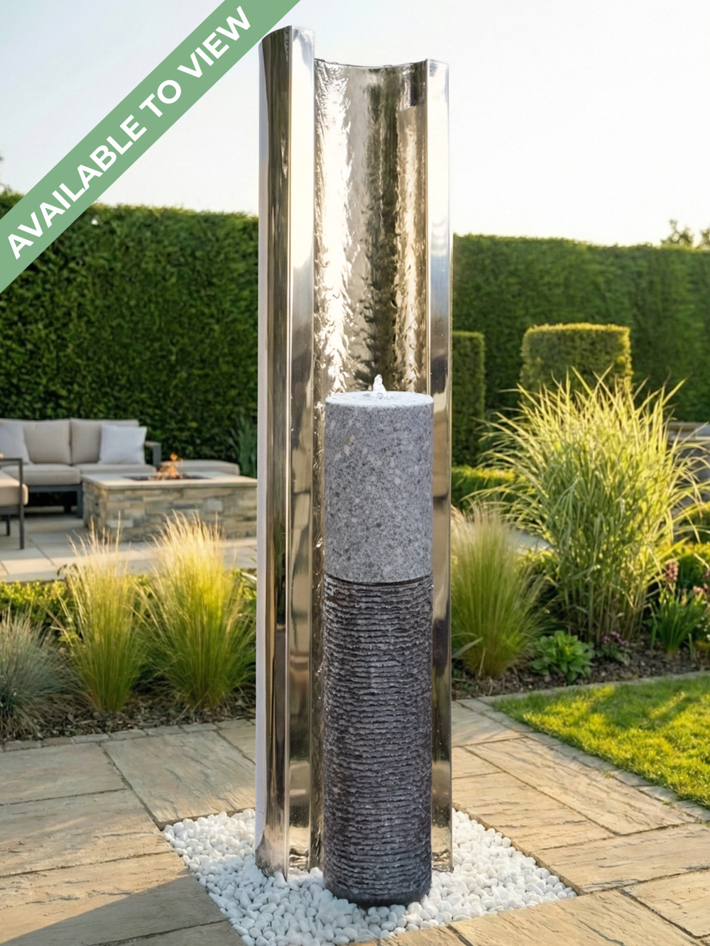 Serio Granito Steel C & Two Tone Granite Column 1.5m Water Feature