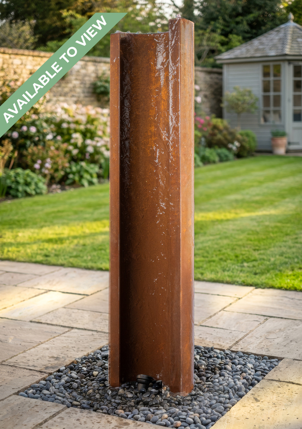 Serio Corten Steel 1.5m C Shaped Water Feature