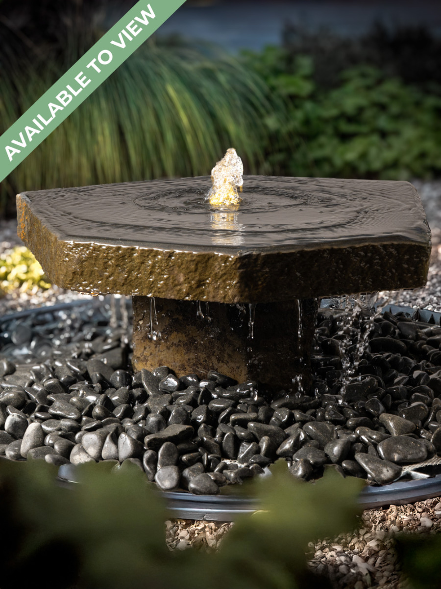 Miren Basalt Slab Fountain with Plinth Water Feature