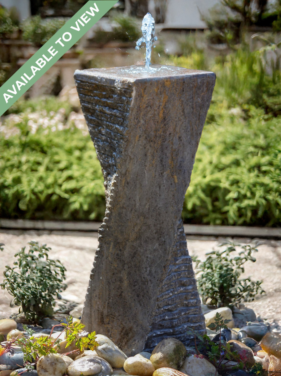 Malone Black Limestone 75cm Twist Water Feature