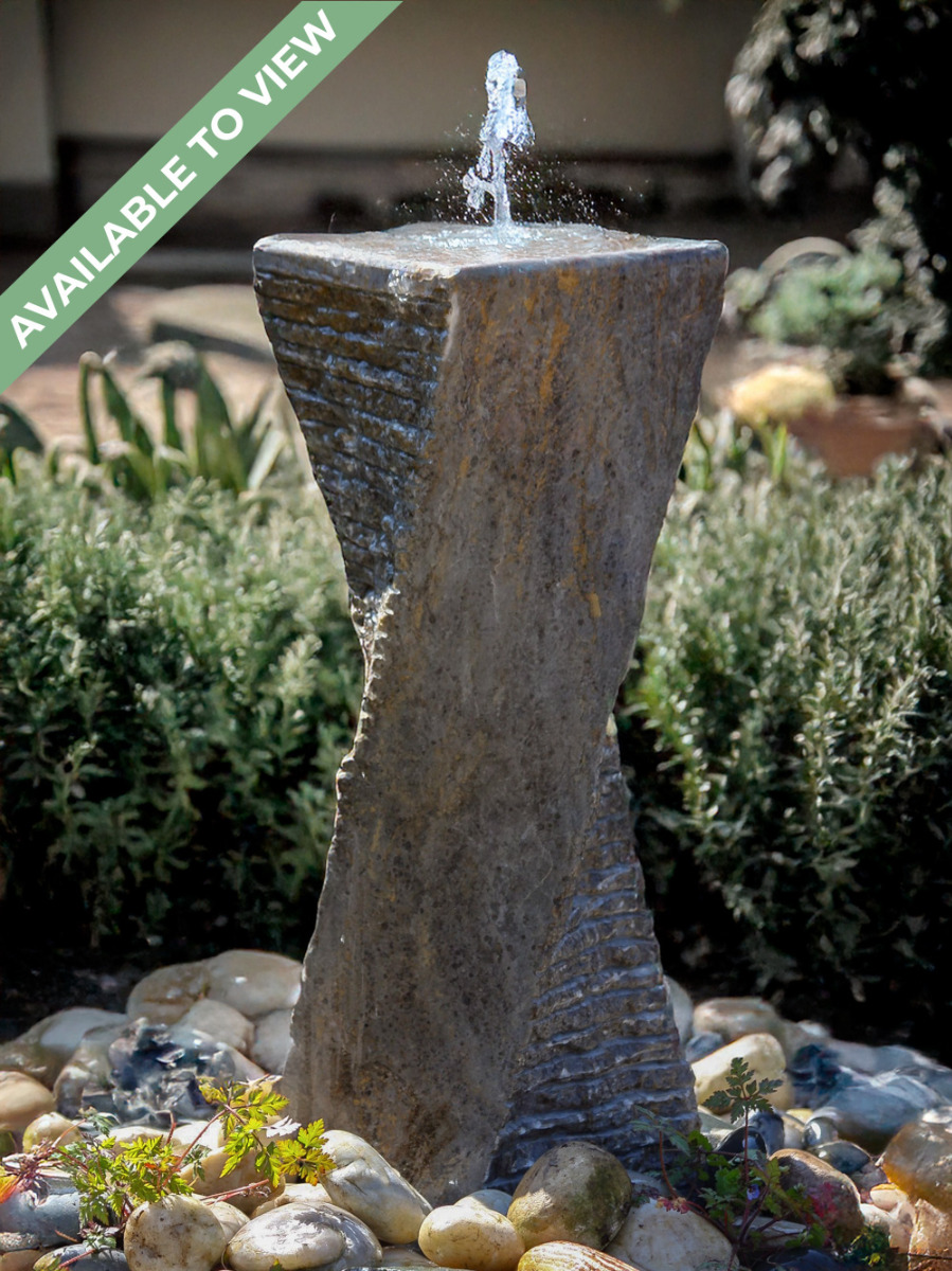 Malone Black Limestone Twist Water Feature | Solar | 75cm | Aqua Moda