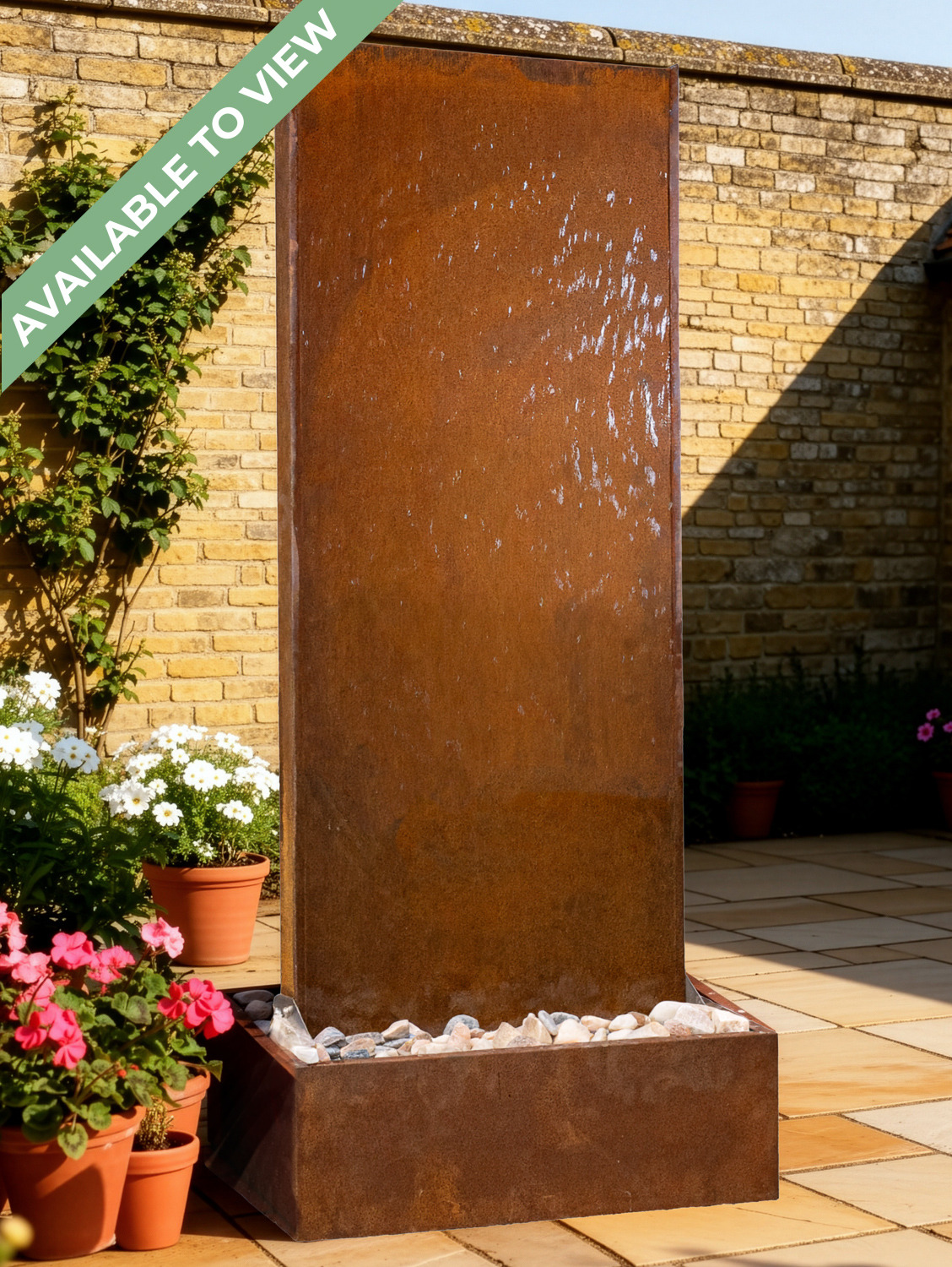 Staffora Corten Steel Wall & Base Water Feature | 142cm | Aqua Moda