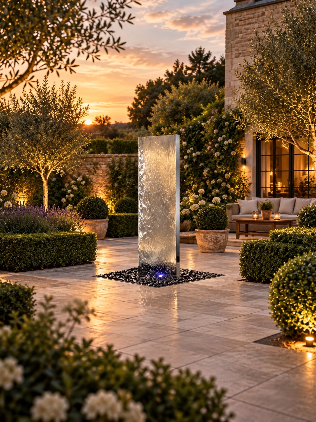 Staffora Stainless Steel Wall Water Feature | 180cm | Aqua Moda