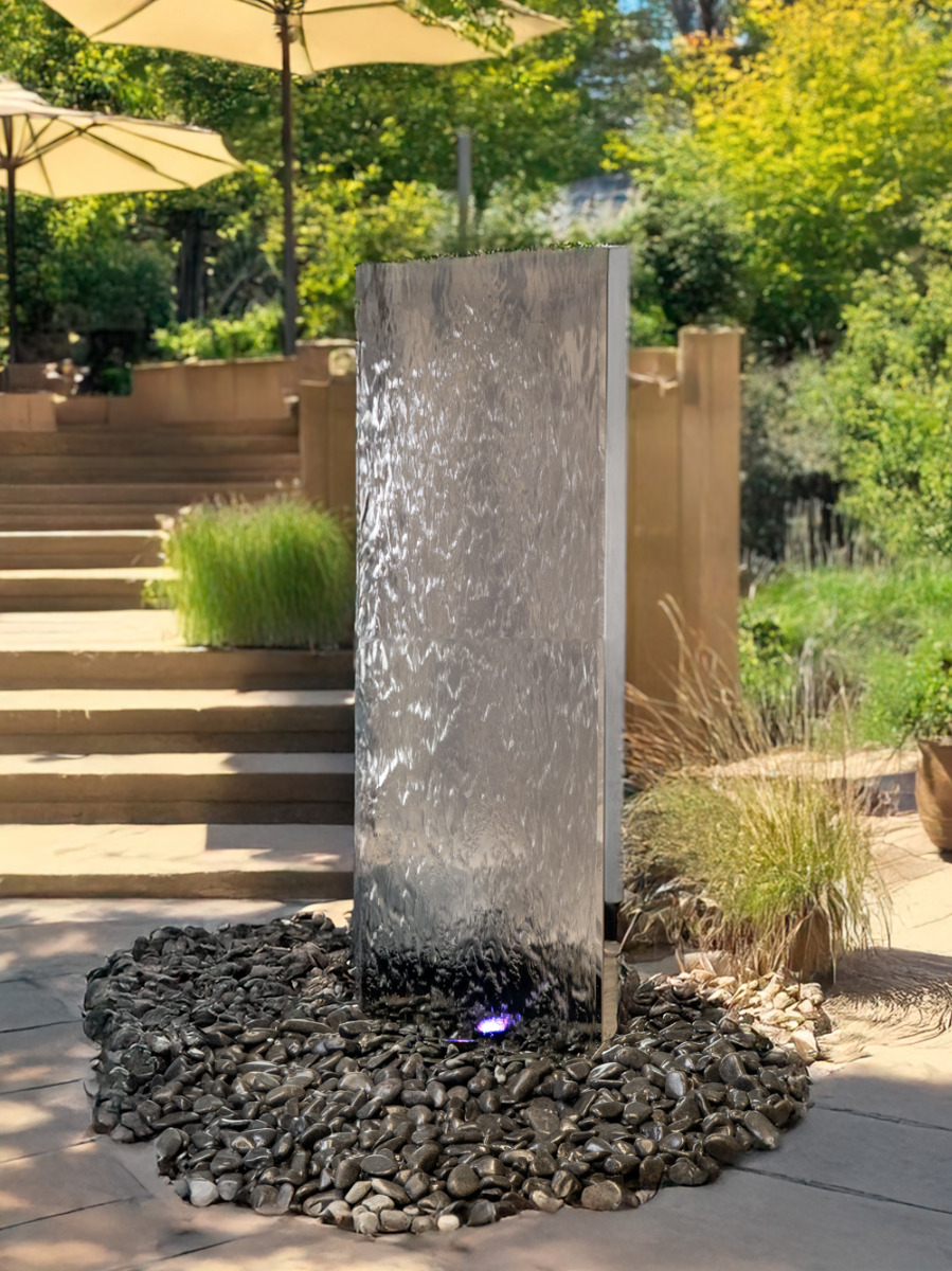 Staffora Polished Steel 1.2m Wall Water Feature