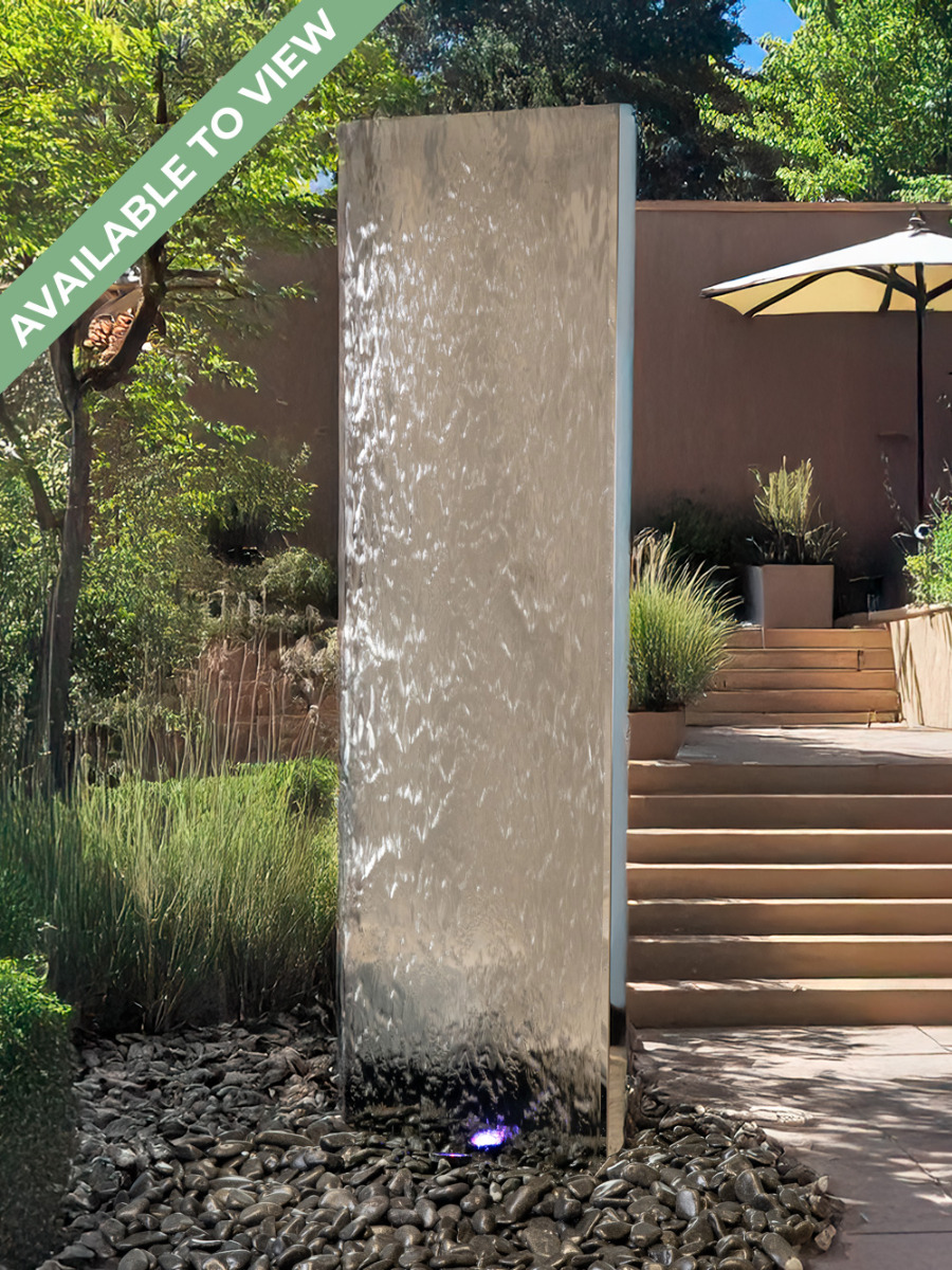 Staffora XL Polished Steel 1.8m Wall Water Feature