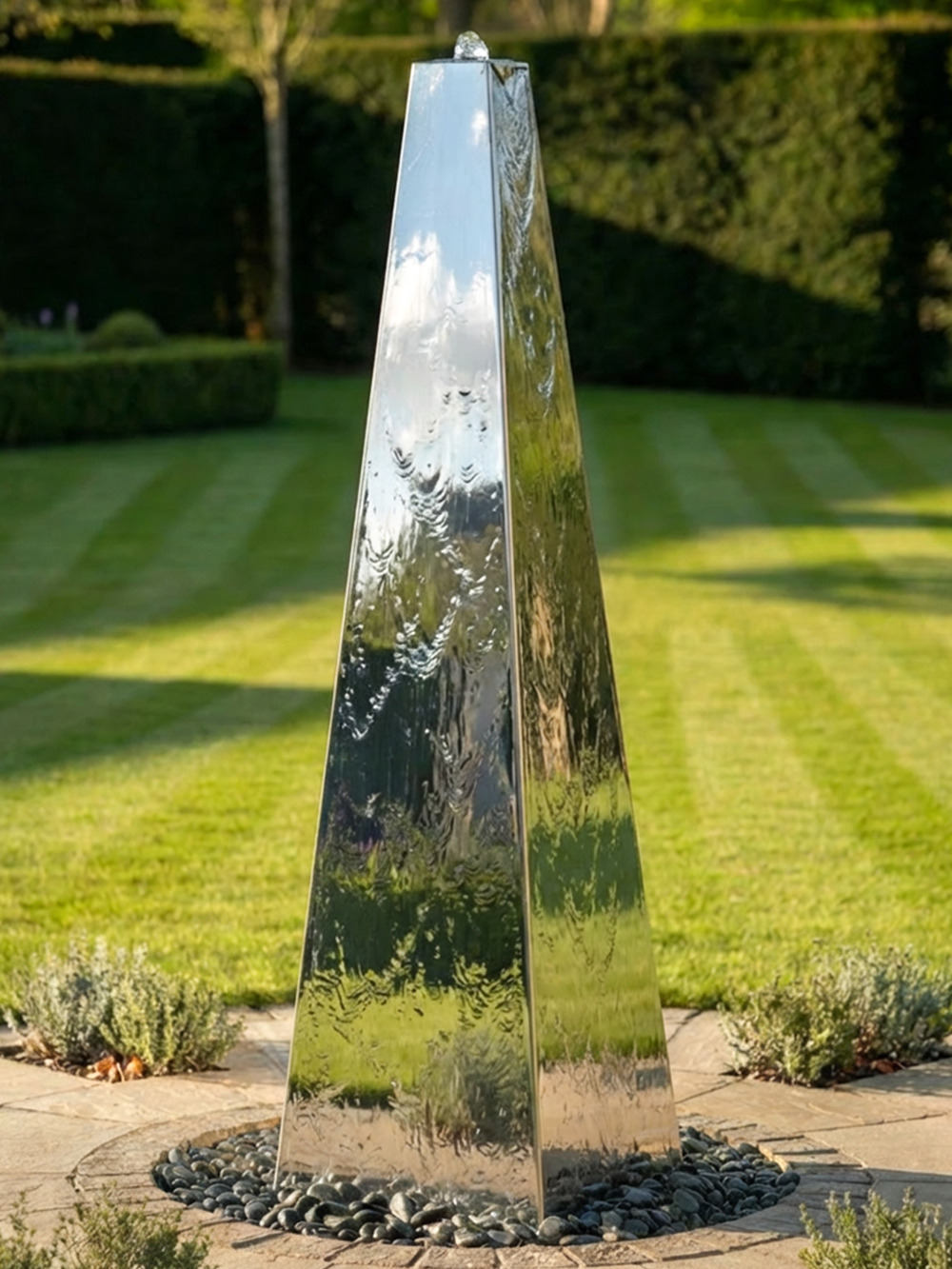Tissino Stainless Steel Pyramid Water Feature | 180cm | Aqua Moda