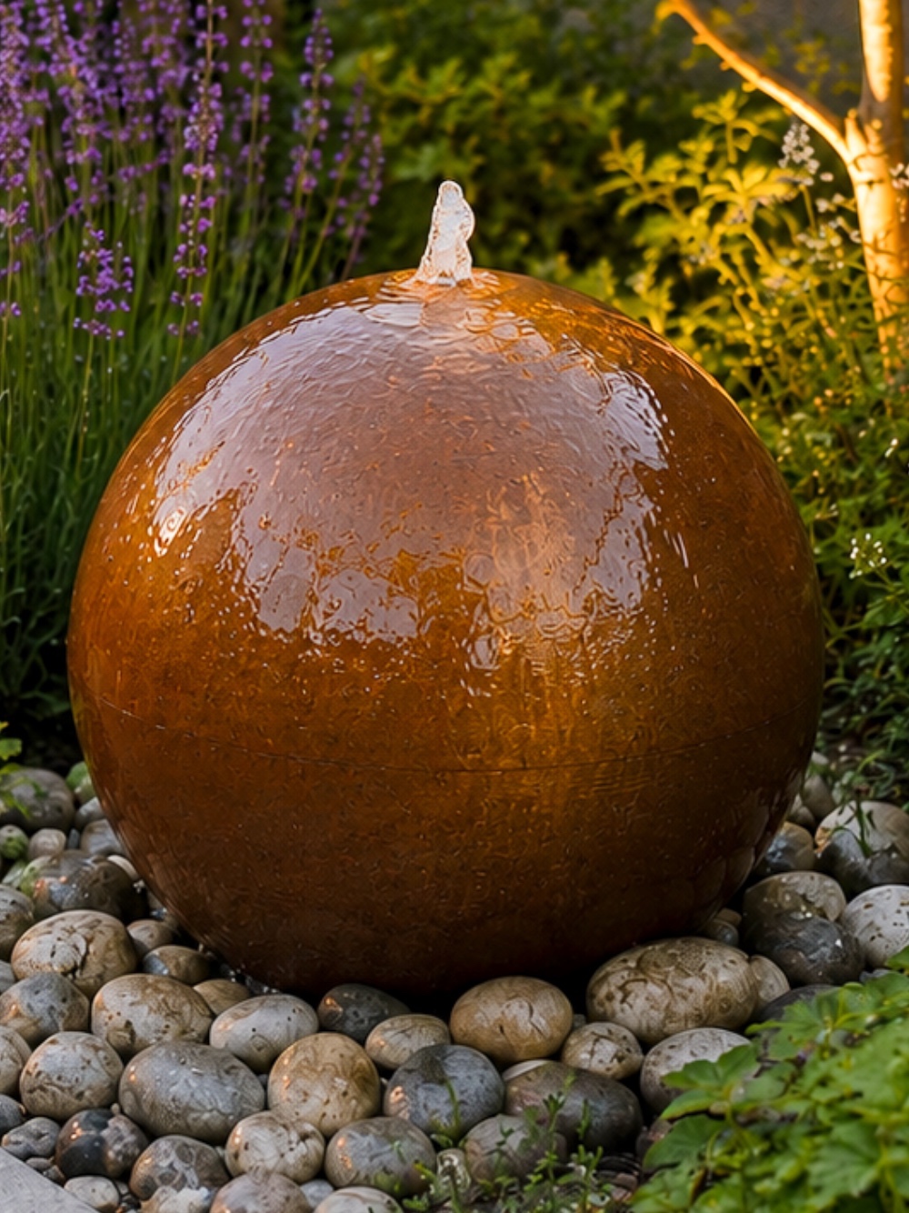 Aterno Corten Steel Sphere Water Feature | Solar | 58cm | Aqua Moda